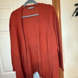 Marled Open-Front Cardigan in Rust